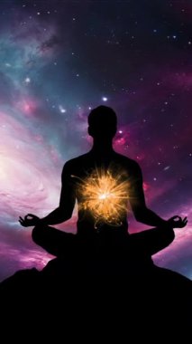 Dusk dikey video 'da Dusk Zirvesinde Yıldızlı Gece Gökyüzü Altında Huzurlu Meditasyon