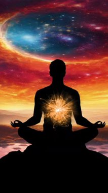 Dusk dikey video 'da Dusk Zirvesinde Yıldızlı Gece Gökyüzü Altında Huzurlu Meditasyon
