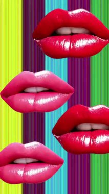 Lips dikey videosunun soyut Pop Art Motion Design Animation of Lips