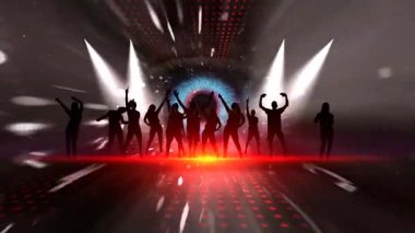 Canlı Renklerle Geleceğin Işık Gösterisinde Grup Dansı Ortamı
