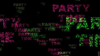Siyah Arkaplanda Renkli Neon Metin Tasarımı Parti Saati Teması