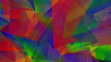 Üstüste binen Şeffaf Geometrik Şekiller ve Parlak Renklerin Canlı Soyut Bileşimi