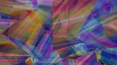 Üstüste binen Şeffaf Geometrik Şekiller ve Parlak Renklerin Canlı Soyut Bileşimi