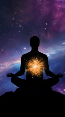 Dusk dikey video 'da Dusk Zirvesinde Yıldızlı Gece Gökyüzü Altında Huzurlu Meditasyon