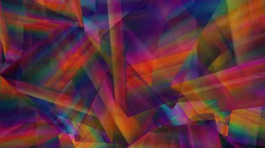 Üstüste binen Şeffaf Geometrik Şekiller ve Parlak Renklerin Canlı Soyut Bileşimi