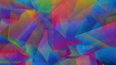 Üstüste binen Şeffaf Geometrik Şekiller ve Parlak Renklerin Canlı Soyut Bileşimi