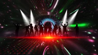 Canlı Renklerle Geleceğin Işık Gösterisinde Grup Dansı Ortamı