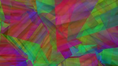 Üstüste binen Şeffaf Geometrik Şekiller ve Parlak Renklerin Canlı Soyut Bileşimi