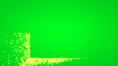 Yeşil ekranda parlayan parlak sarı parçacıkları içeren soyut tasarım