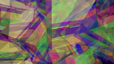 Üstüste binen Şeffaf Geometrik Şekiller ve Parlak Renklerin Canlı Soyut Bileşimi