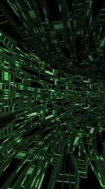 Devre kartının içinden sarmal bir şablonla geçmek eşsiz bir görsel dikey video oluşturur.