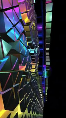 Çeşitli renklerde 3D küplerin canlı bir görüntüsü dikey videoyu birlikte hareket ettirir