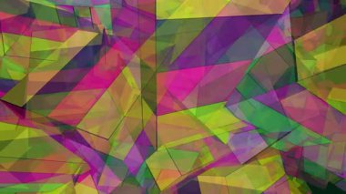 Üstüste binen Şeffaf Geometrik Şekiller ve Parlak Renklerin Canlı Soyut Bileşimi