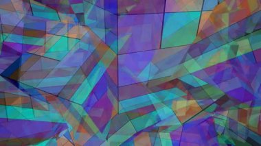 Üstüste binen Şeffaf Geometrik Şekiller ve Parlak Renklerin Canlı Soyut Bileşimi