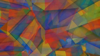 Üstüste binen Şeffaf Geometrik Şekiller ve Parlak Renklerin Canlı Soyut Bileşimi