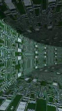 Devre kartının içinden dikey spiral bir video ile geçmek