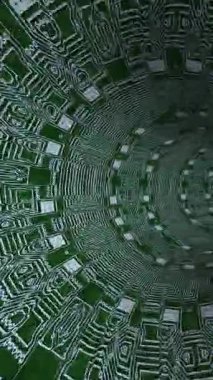 Devre kartının içinden dikey spiral bir video ile geçmek