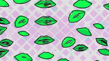 Dudak ve Zigzag Kalıplı Renkli Soyut Sanat