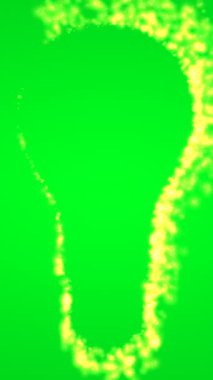 Yeşil ekrandaki alevlerle yaratılan ampul şekli fikirlerin yaratıcılığını ve ilhamını simgeliyor.