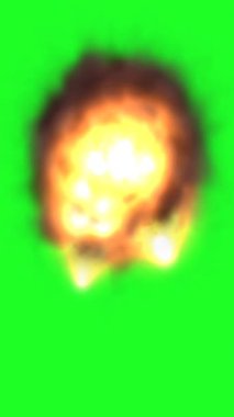 Özel Efektler için Yeşil Ekranda Yanan Ateş Patlaması dikey video