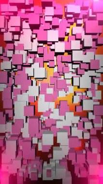 Canlı Pembe ve Mavi Dijital Sanatsal Sanatta 3D Küpler