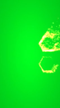 Yeşil ekran dikey videoda alevler içindeki dikdörtgen