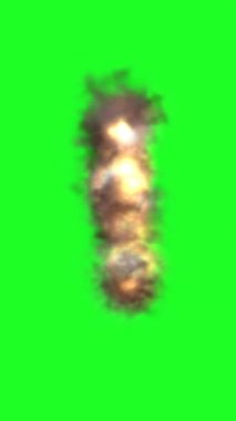 Özel Efektler ve Dijital Projeler için Yeşil Ekranda Yanan Ateş Patlaması dikey video