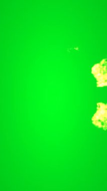 Parıldayan sarı parçacıkları içeren soyut tasarım yeşil ekran dikey video üzerinde parlayan bir yuvarlak oluşturur