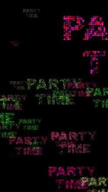 Siyah Arkaplan dikey videosunda Renkli Neon Metin Tasarımı Parti Saati Teması