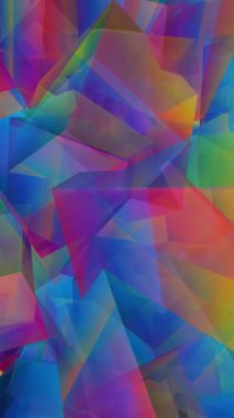 Üstüste binen Şeffaf Geometrik Şekiller ve Parlak Renkler dikey videosunun Canlı Soyut Bileşimi