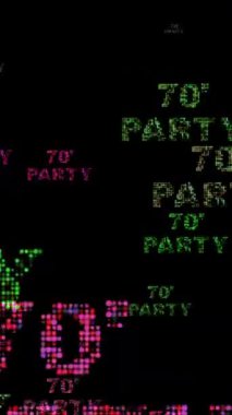 Renkli Retro 70 Parti Tasarımı Parlak Parlak Işıklar ve Metin dikey Video