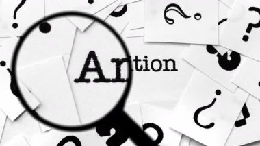 Soru İşaretleri ve Kelimeleri Arayan Hırs Arayan Büyüteç