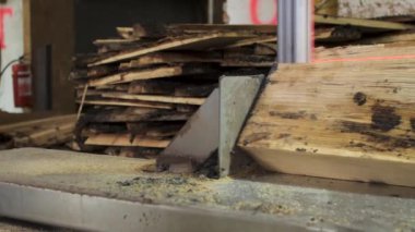 Tahta Testere İşlemi. İşlem Makinesi. Tahta testereli kalas üretimi. Atölye. Ahşap. Endüstri. Kereste. Malzeme