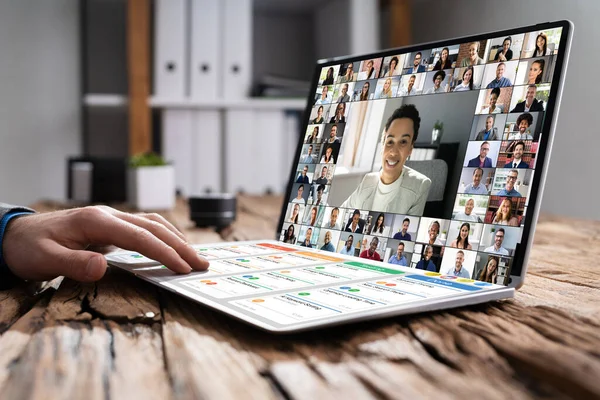 Online Remote Video Conference Webinar Meeting Call — Stock Photo, Image