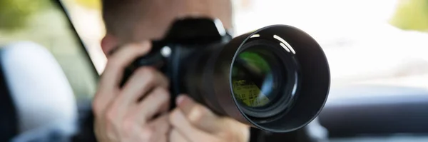Privatdetektiv Ermittler Undercover Spion Mit Kamera — Stockfoto