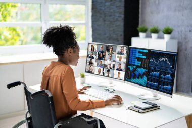Bilgisayarda Sanal Teleçalışma Toplantısı. Video Webinar