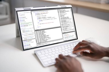 Afrikalı Amerikalı Web Geliştirici Programcısı. Kodlama Yazılımı
