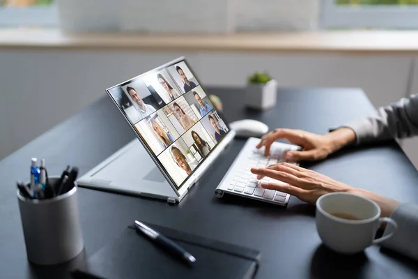 Online Remote Video Conference Webinar Meeting Call — Stockfoto