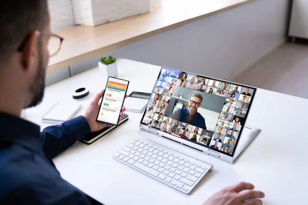 Online Remote Video Conference Webinar Scrum Meeting Call — Stockfoto