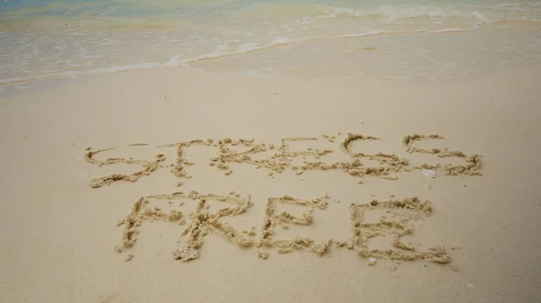 Свободная Стресса Зона Написанная Песке Моря Пляже — стоковое фото