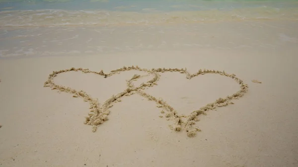 Kuma Çizilmiş Kalp Şekilleri — Stok fotoğraf