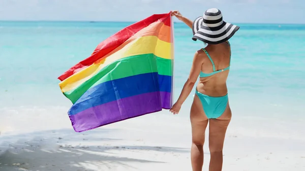 Colores Del Orgullo Lgbt Ocean Beach Celebración Comunitaria Lésbica — Foto de Stock