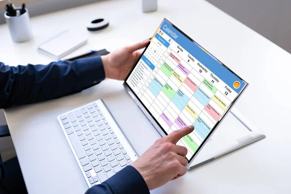 Planejador Agendamento Nomeação Calendário Data Laptop Híbrido — Fotografia de Stock
