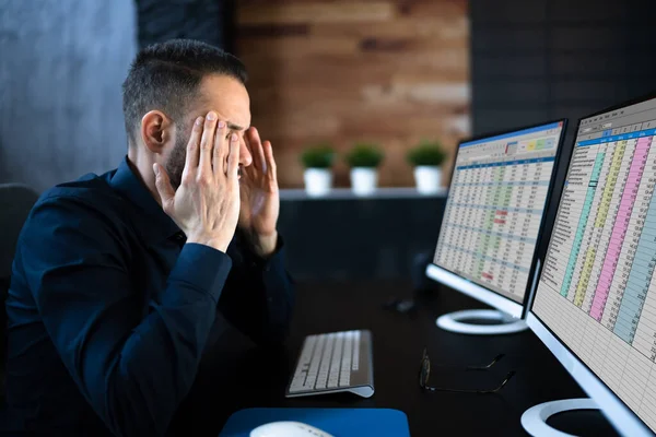 Stressed Depressed Man Desk Tired Bored Businessman — Stock fotografie