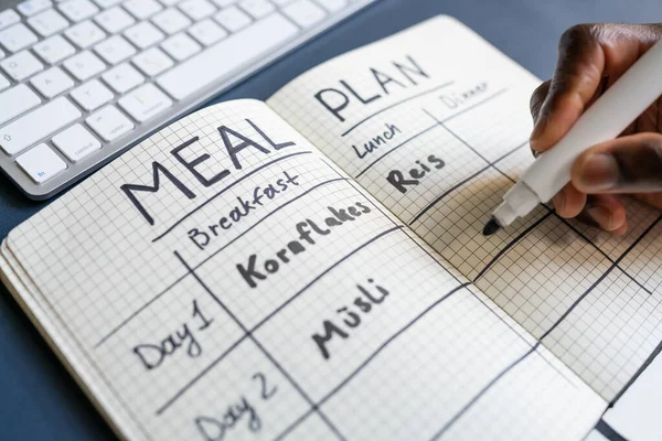 Dietetyczny Plan Posiłków Lista Celów Żywieniowych — Zdjęcie stockowe