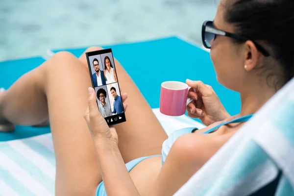 Videoconferentie Training Elearning Videochat Mobiele Telefoon — Stockfoto