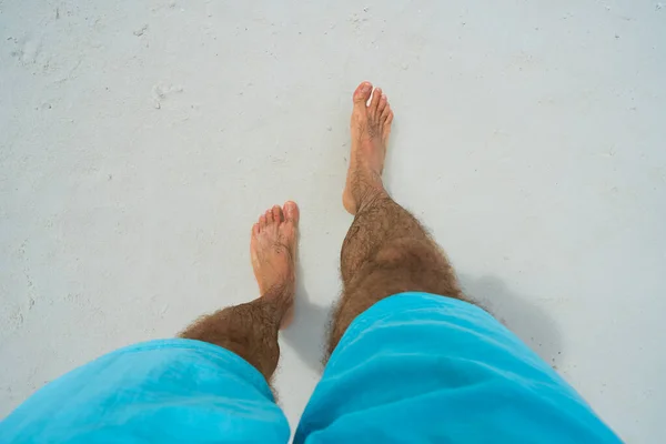 Outdoors Beach Travel. Person POV Feet In Water