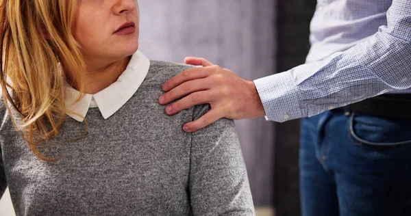 Sexual Harassment Work Inappropriate Touching Shoulder — Stock Photo, Image