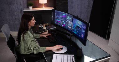 Bilgisayarda KPI Verisi Kullanan İş Kadınları Analisti