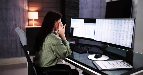 Sad Tired Medical Coding Bill Spreadsheets Analyst — Stock Photo, Image